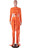 Light Purple Half Turtle Neck Dew Abdominal Knotted Mesh Long Sleeve Long Pants Sets SZS9083-6