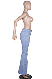 Green Mid Waist Cotton High Elastic Hole Jean Long Pants MD159-5