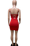 Green Women Condole Blet Solid Color Hole Sexy Slim Fitting Mini Dress ZK0709 -3