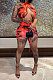 Red Women Trendy Printing Cross Halter Neck Crop Mini Dress FFE166-1