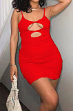 Green Women Condole Blet Solid Color Hole Sexy Slim Fitting Mini Dress ZK0709 -3