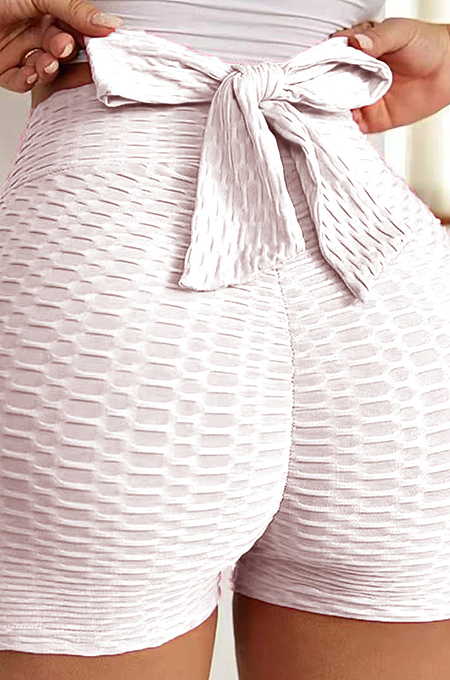 Grey Yoga Tight Back Bowknot Hip Raising Shorts XHP0268-6