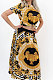 Golden Womne Trendy Casual Short Sleeve Round Neck Tank Pleated Skirt Sets YZ2384