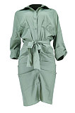 White Women Fashion Casual Button Tied T Shirt/Shirt Dress YBS86726-1