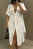 New Sexy Single-Breasted Pure Color Blouse Beach Dress ACF6005