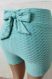 Sky Blue Yoga Tight Back Bowknot Hip Raising Shorts XHP0268-2