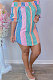 Pink Green Sexy Fashion Off Shoulder Irregularity Colorful Mini Dress K2145-3