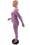 Coffee Fall Winter Pure Color Round Neck Long Sleeve Drawstrint Long Pants Sport Sets TD80058-2