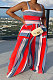 Red Wholesale Ladies Pocket Printing Smocking Stitch Wide Leg Jumpsuits HXY88072-3