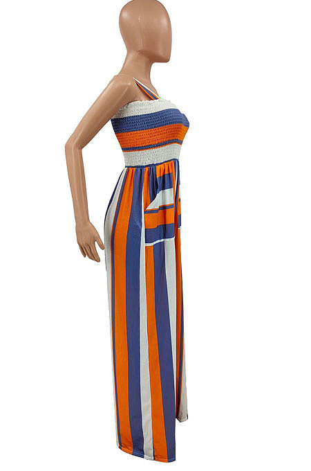 Red Wholesale Ladies Pocket Printing Smocking Stitch Wide Leg Jumpsuits HXY88072-3