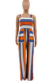 Green Women Smocking Stitch Printing High Waist Wide Leg Jumpsuits HXY88072-4