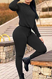 Purple Fall Winter Pure Color Round Neck Long Sleeve Drawstrint Long Pants Sport Sets TD80058-3