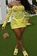 Yellow Perspective Mesh Sexy Strapless Long Sleeve Bodycon Mini Dress DN8625-2