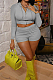 Grey Casual Hoodie Zipper Long Sleeve Crop Top Shorts Sports Two Piece QSS51026-3