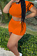 Orange Brace Horn Sleeve Round Neck Crop Top Shorts Two Piece SZS8076-3