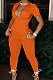 WHOLESALE | Orange Lapel Collar Zipper Pure Color Short Sleeve Causal With Pocket Jumpsuits LML247-1