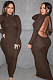 Plain Open Back Bodycon Long Dress