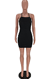 Black Sexy Condole Belt Tank Back Hollow Out Bandage Hip Dress YSS8076