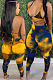 Yellow Summer Tie Dye Print Hollow Out Bandage Bikini Pencil Pants Bodcoy Jumpsuits SN390150-2
