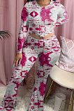 Purple Tie Dye Round Neck Long Sleeve Casual Long Pants Two-Piece YSS8040-2