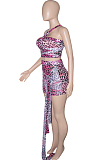 Orange Sexy Mesh Bandage Halter Neck Strapless High Waist Short Skirts Kontted Sets SN390138-1