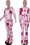 Purple Tie Dye Round Neck Long Sleeve Casual Long Pants Two-Piece YSS8040-2