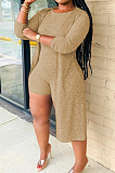 Purple New Solid Color Sleeveless Round Neck Romer Shorts+Long Sleeve Cardigan Coat Two-Piece WY6682-1
