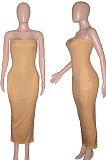 Blue Sexy Strapless Backless Solid Colur Bodycon Long Dress SN390151-2