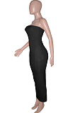 Red Sexy Strapless Backless Solid Colur Bodycon Long Dress SN390151-5