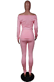 Blue Nigh Club Low Cut Long Sleeve Tight Top Long Pants Two-Piece WY6697-5