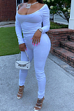 Red Nigh Club Low Cut Long Sleeve Tight Top Long Pants Two-Piece WY6697-2
