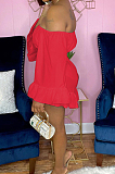 White Strapless Ruffle Sleeve Crop Top Flutter Shorts Solid Color Loose Two-Piece QSS51028-1