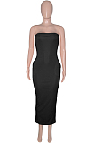 Red Sexy Strapless Backless Solid Colur Bodycon Long Dress SN390151-5