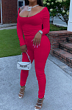 Blue Nigh Club Low Cut Long Sleeve Tight Top Long Pants Two-Piece WY6697-5