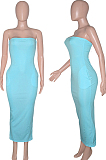 Red Sexy Strapless Backless Solid Colur Bodycon Long Dress SN390151-5
