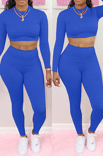 Red Scale Lines Long Sleeve Round Neck Crop Top High Waist Bodycon Pants Casual Sets NYF8011-3