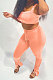 Light Orange Sporty Pure Color Tank Top Hip Raise Slinky Split Flared Pants Sets AYM5031-2