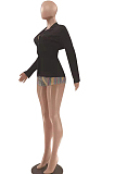 Black Fashion Pure Color Lapel Neck Backless Bandage Slim Fitting Suit Jacket LSZ91177-1