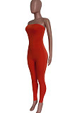 Neon Green Solid Color Sexy Mid Waist Strapless Bodycon Jumpsuits HM5493-5