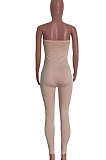 Neon Green Solid Color Sexy Mid Waist Strapless Bodycon Jumpsuits HM5493-5