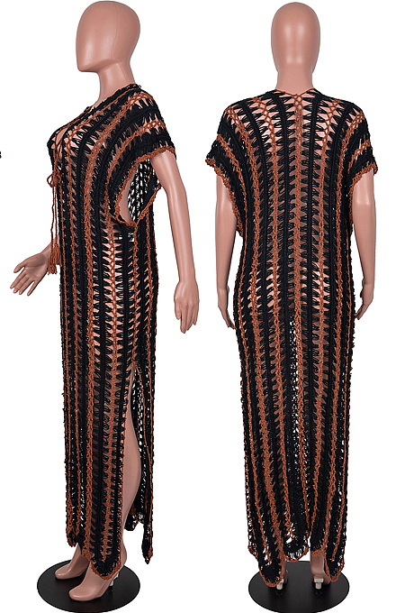 White Summer Loose Short Sleeve Off Shoulded Bandage Beach Casual Long Dress MD429-1
