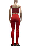 Light Orange Sporty Pure Color Tank Top Hip Raise Slinky Split Flared Pants Sets AYM5031-2