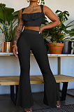 Pink Sexy Ridder Sleeveless Low-Cut Crop Tank High Waist Flare Pants Two-Piece MD436-3