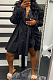 Black Long Sleeve Single-Breasted Irregularity Ruffel Loose Solid Color Swing Dress WY6828-2