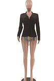 Cream White Fashion Pure Color Lapel Neck Backless Bandage Slim Fitting Suit Jacket LSZ91177-2