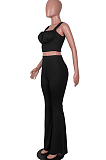 Pink Sexy Ridder Sleeveless Low-Cut Crop Tank High Waist Flare Pants Two-Piece MD436-3