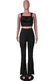 Pink Sexy Ridder Sleeveless Low-Cut Crop Tank High Waist Flare Pants Two-Piece MD436-3