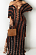 Black Summer Loose Short Sleeve Off Shoulded Bandage Beach Casual Long Dress MD429-2