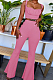 Pink Sexy Ridder Sleeveless Low-Cut Crop Tank High Waist Flare Pants Two-Piece MD436-3