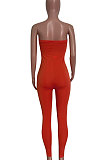 Neon Green Solid Color Sexy Mid Waist Strapless Bodycon Jumpsuits HM5493-5